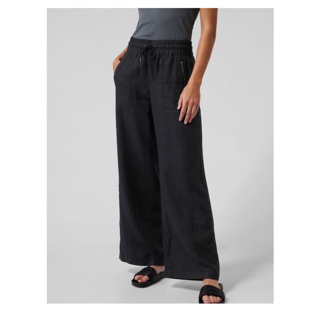 Athleta Cabo Linen Wide Leg Pant // Black #447244